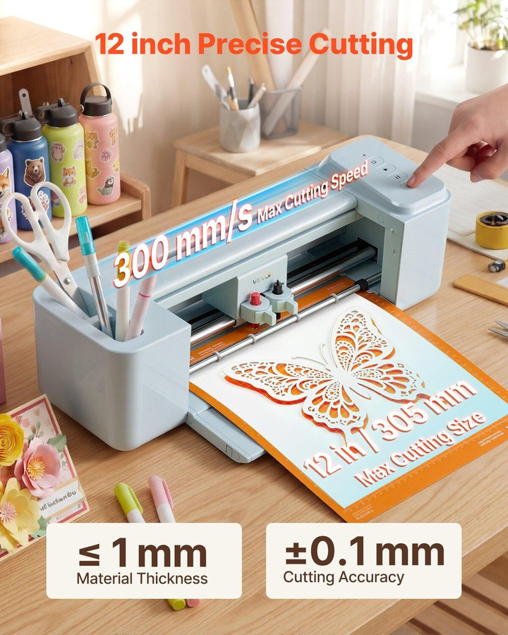 MB Vinyl-Schneidemaschine mit Knopfsteuerung, 305 mm, kompatibel mit Mac, Windows, Android und iOS, inklusive über 5000 Designressourcen - Bild 2
