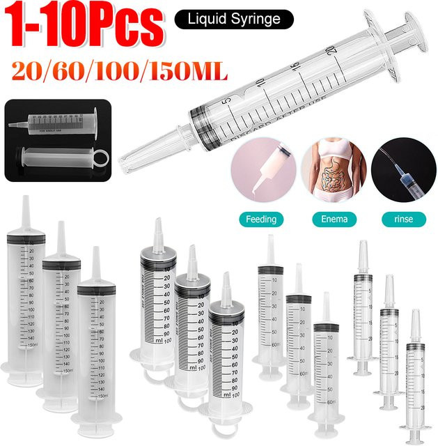 APWIKOGER Kunststoff Luer-Lock-Spritzen ohne Nadel in Transparent, ideal zum Nachfüllen von Öl, Kleber und Flüssigkeiten oder zur Haustierfütterung, erhältlich in 20 ml, 60 ml, 100 ml und 150 ml - Bild 1