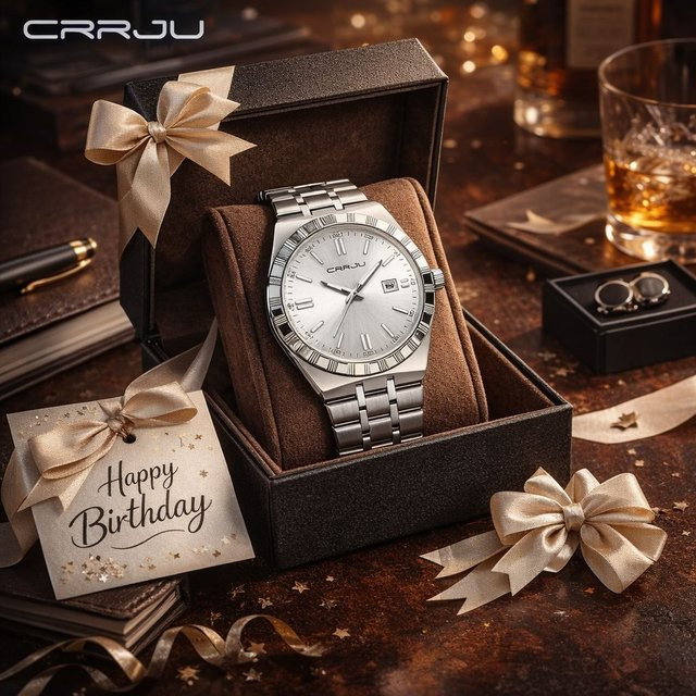CRRJU Armbanduhr Edelstahl, Silber, Analoguhr, Quarz, Datum, Herren - Bild 1