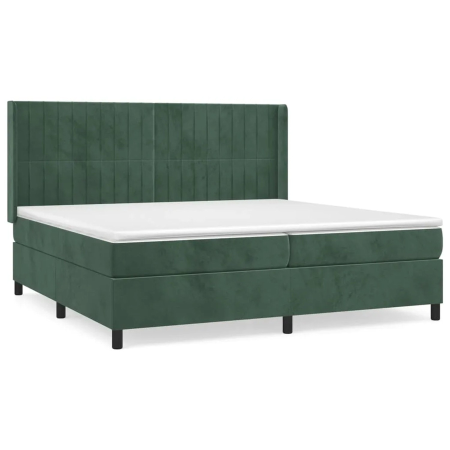 vidaXL Boxspringbett mit Matratze Dunkelgrün Samt B/T/H: 200 x 200 x 203 cm - Bild 2