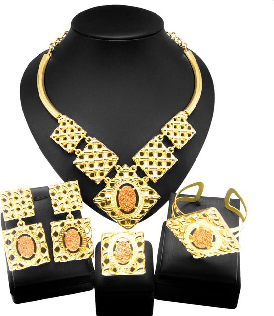 SYHOL Schmuckset, Ohrringe mit Anhänger, Gold, Damen - Bild 1