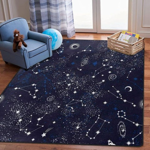 Karpetti Bereichsteppich Sternenhimmel Galaxy in Blau, rutschfest und waschbar, B/T: 80 x 160 cm - Bild 1