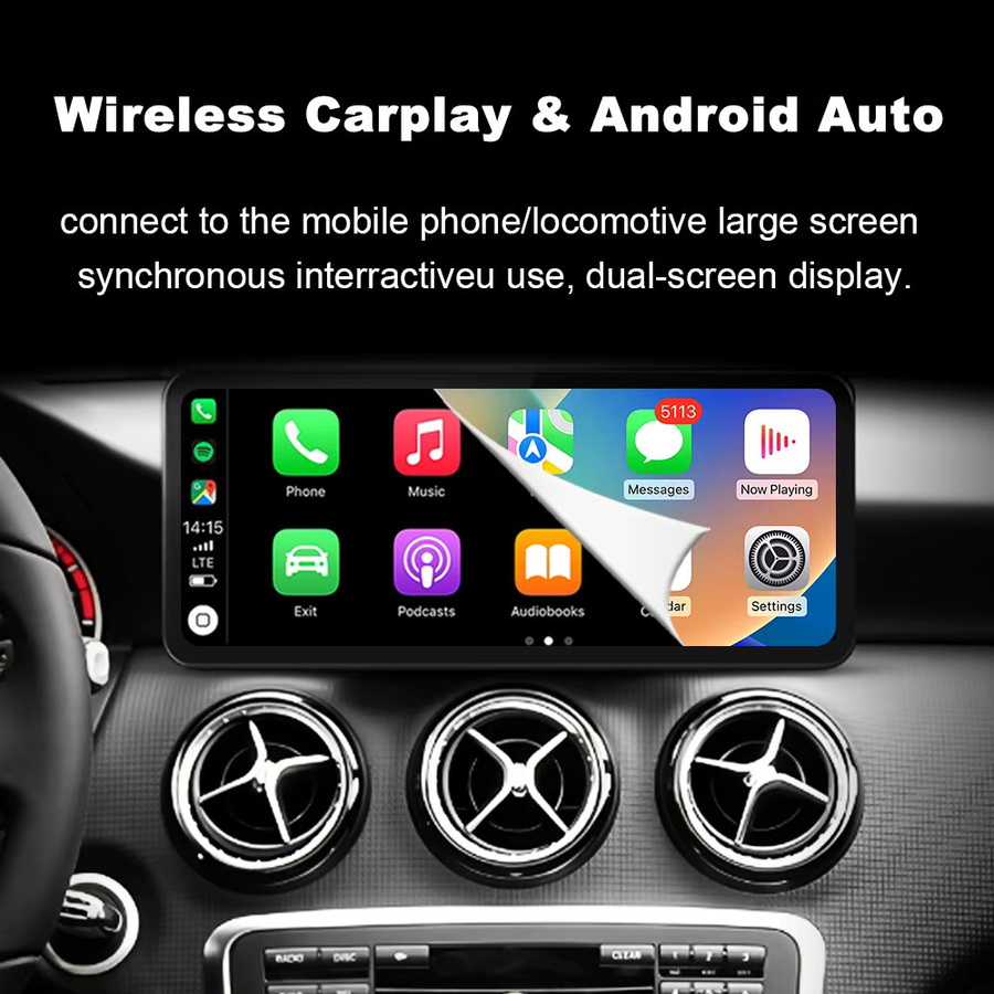 KJ-NAVI Android 14 Navigation GPS mit Wireless Carplay für Mercedes Benz E-Klasse C207 W207 A207 (2009–2015) Rechtslenker, Schwarz - Bild 2