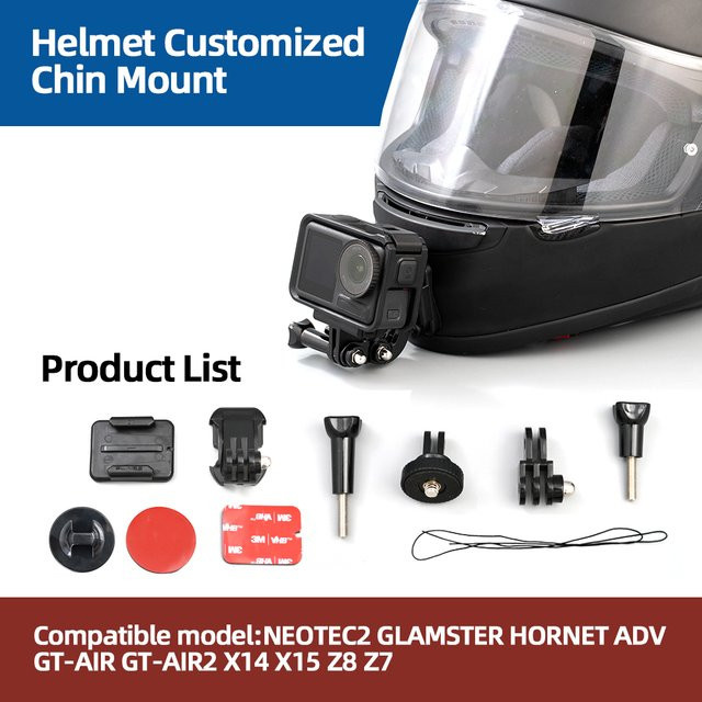 Aluminium Helm-Kinnhalterung für SHOEI Z7, GLAMSTER und GT Air 1 als maßgeschneiderte Kamerahalterung für GoPro Motorradzubehör in Schwarz - Bild 1
