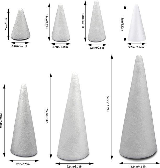 Treecraft Polystyrol Schaum Spitze Kegel, Weihnachts Dekoration, Kinder Spielzeug - Bild 1