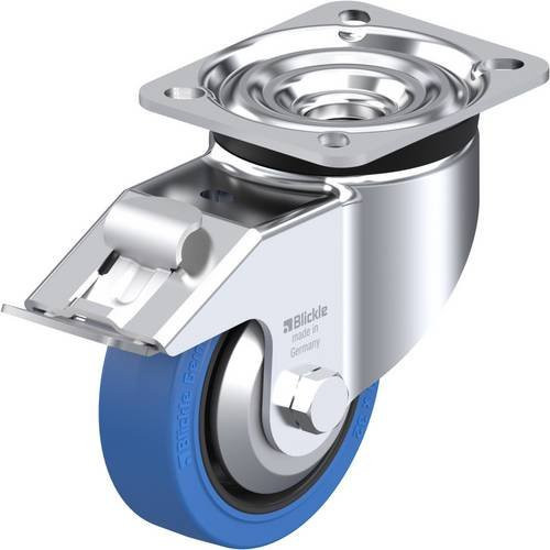 Blickle Lenkrolle mit Feststeller in Blau und Schwarz, Rad-Durchmesser: 100 mm, Tragfähigkeit: 200 kg - Bild 1