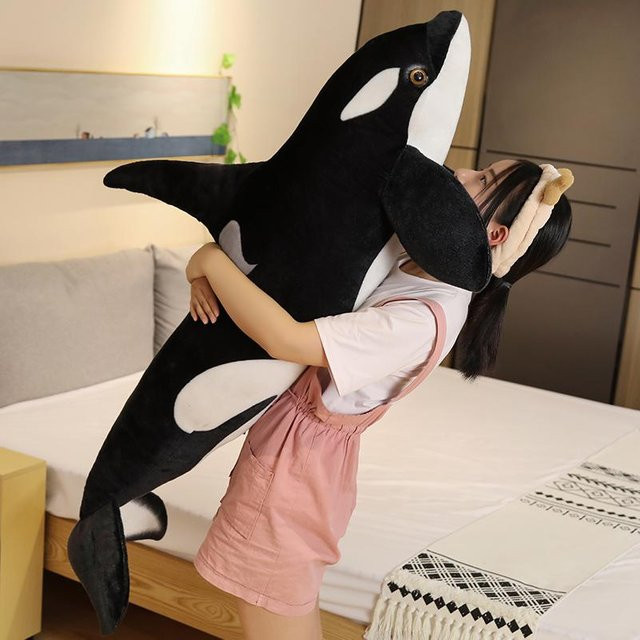 BC Pet Supplies Schwertwal Kissen, Plüschtier, schwarz-weiß, 75cm - Bild 1