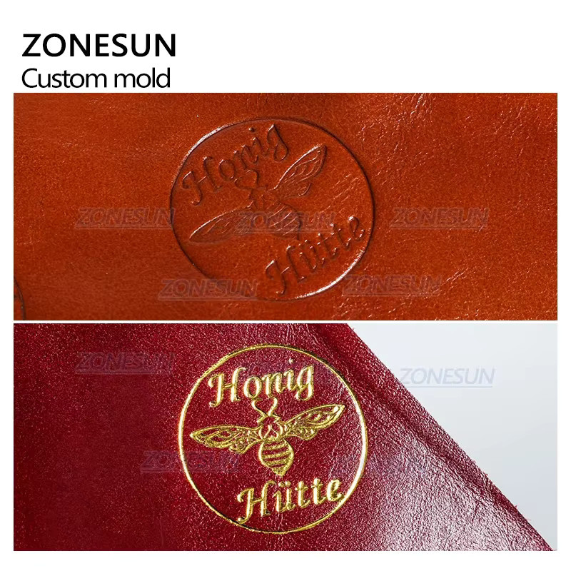 ZONESUN Personalisierter Messingstempel mit Logo für Holz und Leder in Gold - Bild 3