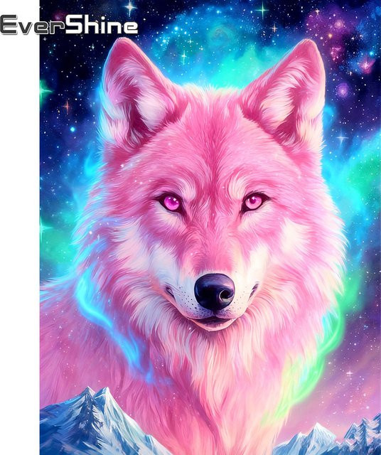 EverShine DIY Diamantmalerei Wolf im Schneeberg als Mosaik-Tier-Stickerei mit Strass-Bild zur Heimdekoration B/H: 30 x 30 cm - Bild 1