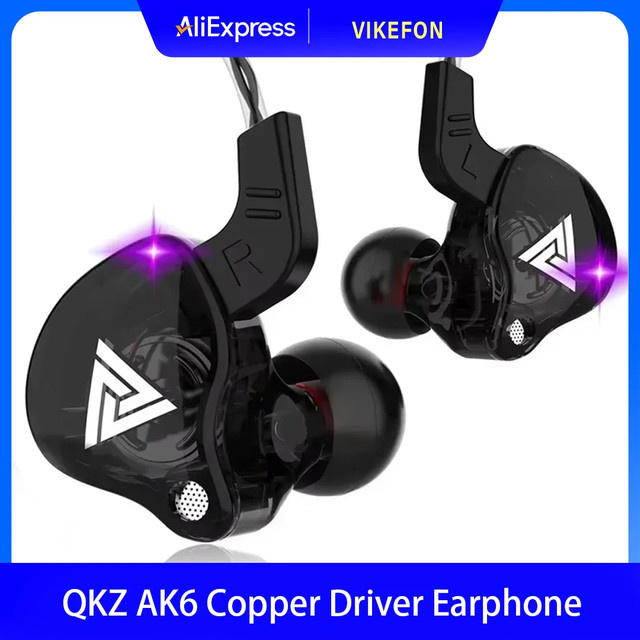 QKZ AK6 In-Ear-Kopfhörer mit 6 dynamischen Treibern, Stereo-HIFI-Sport-Headset mit Mikrofon, Farbe: Purple - Bild 1