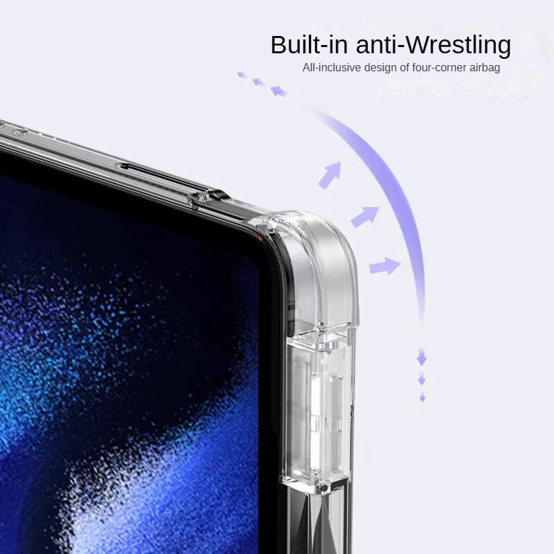 ZNOVAY Magnetische Tablet-Hülle für Lenovo Legion Y700 5. Generation 8,8 Zoll (TB323FU) mit faltbarem Ständer und Stifthalter, Transparent/Blau - Bild 3