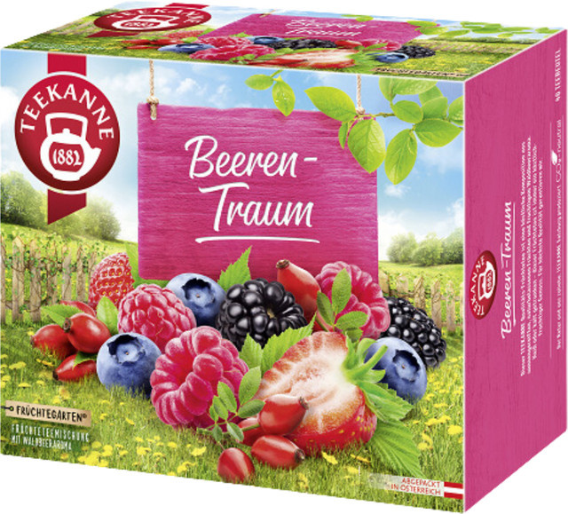 Teekanne Früchtegarten Beeren-Traum, Früchtetee, koffeinfrei, 40 Teebeutel - Bild 1