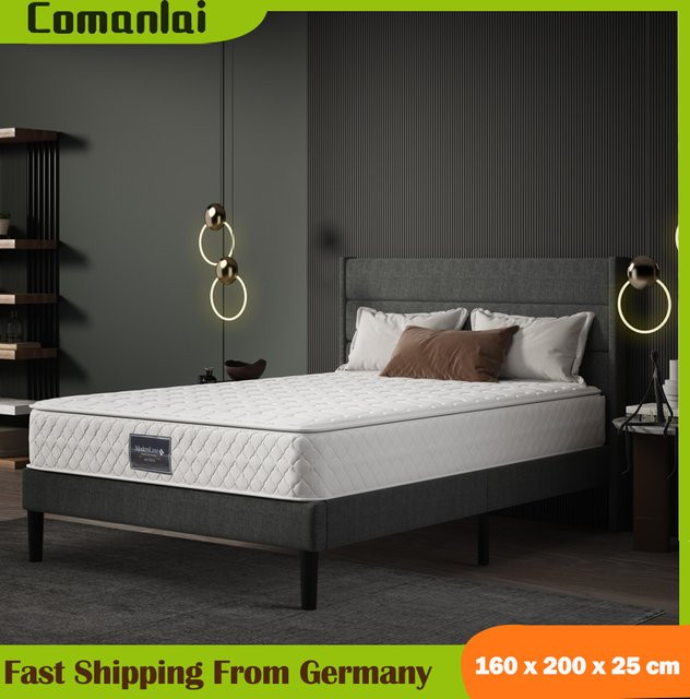 Comanlai Federkernmatratze mit 7-Zonen-Kaltschaum und Mikrofaserbezug, Farbe: Weiß, B/T: 160 x 200 cm, Höhe: 25 cm, Härtegrad H3, Oeko-Tex Standard 100 zertifiziert - Bild 1