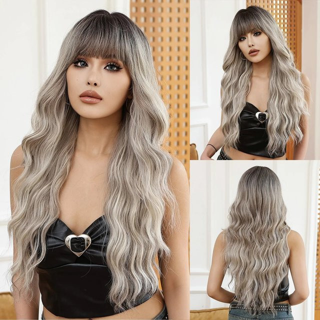 HAIRCUBE Perücke, grau blondes Ombre, gewellt, synthetisch, Damen - Bild 1
