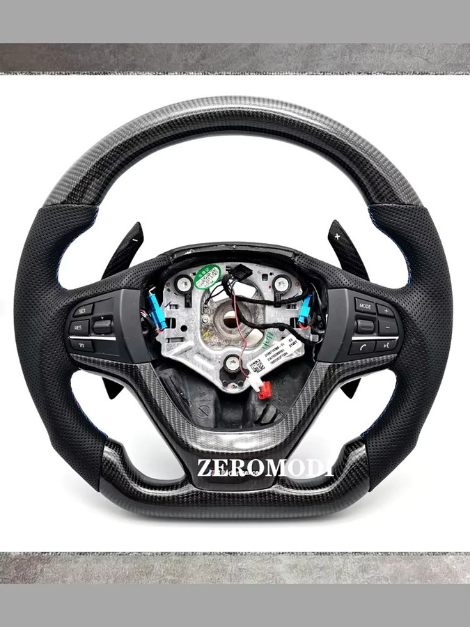 Real Carbon Fiber Lenkrad mit Paddles Shifter für BMW 5er F10 F11 F12 F01 F07 M5 in Schwarz - Bild 6