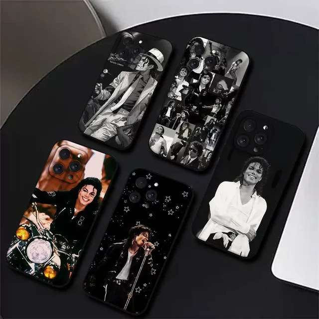 Schwarze Michael Jackson Handyhülle für Apple iPhone 17 16 15 14 13 12 11 Pro Max X XR XS Schutzhülle - Bild 1