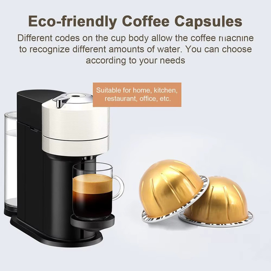 4er Set wiederverwendbare Kaffeekapseln aus Edelstahl für Nespresso VertuoLine und Vertuo Next, Gold, Füllmengen: 40 ml, 80 ml, 150 ml und 230 ml - Bild 4