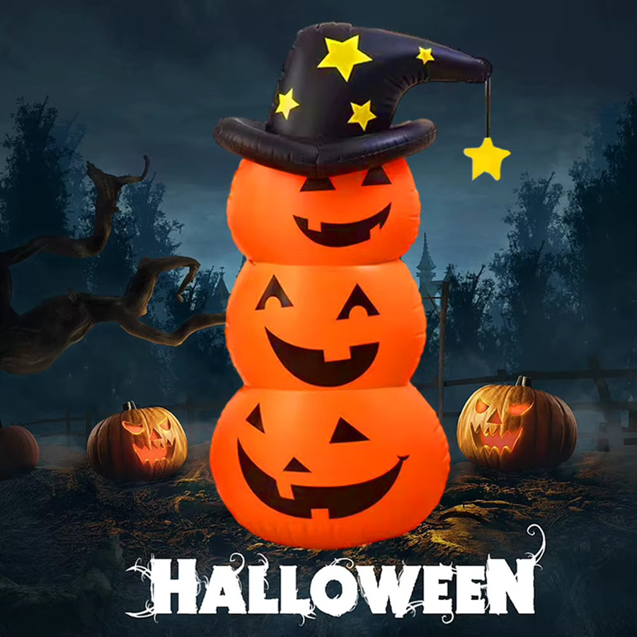 HOSPORT Halloween aufblasbarer Kürbis Geist in Orange als gruselige Deko für Außenhof und Spukhaus - Bild 2