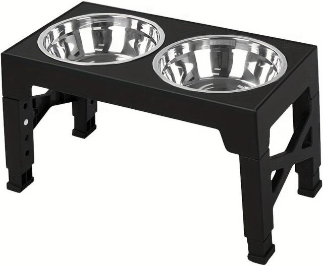 Yiran Furniture Verstellbarer erhöhter Hundenapfständer in Schwarz mit 2 Edelstahlnäpfen - Bild 1