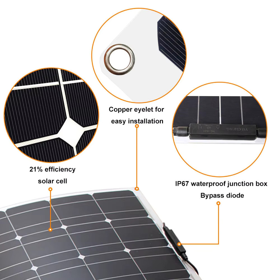 dgsunlight Tragbares Flexibles Solarpanel in Schwarz - Bild 3