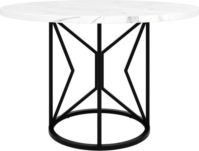 Runder Esstisch in Marmoroptik aus MDF und Metall, Weiß-Schwarz, Durchmesser: 100 cm, Höhe: 76 cm - Bild 1
