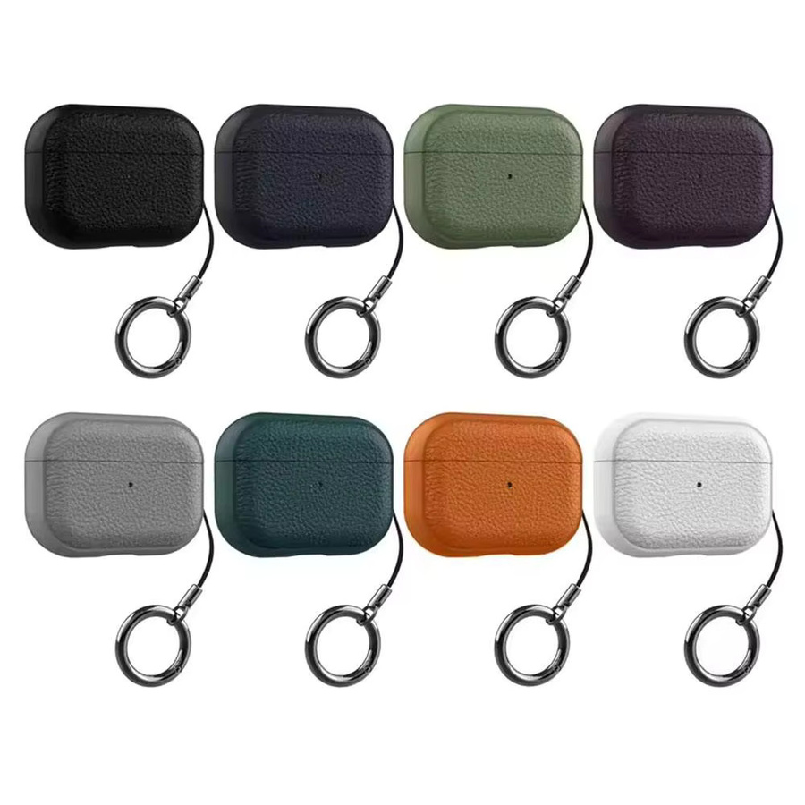 Apple AirPods Pro 3 Schutzhülle aus weichem TPU-Litschi-Leder in Weiß mit Trageband - Bild 5