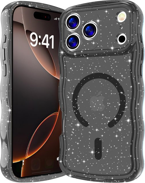 Bling Sparkling Rainbow Magnetic Wireless Charging AI Button Handyhülle für iPhone 17 16 15 Pro Max Plus in Multicolour - Bild 1