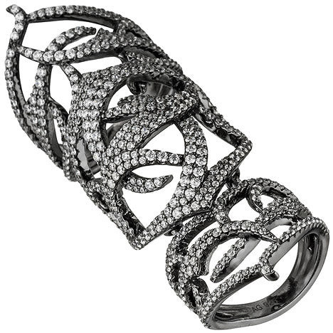 Colfem Ring 925 Sterling Silber, geschwärzt, Zirkonia, Damen, Ringgröße 50 - Bild 1