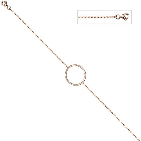 Colfem Armband 925 Sterling Silber, rotgold vergoldet, 52 Zirkonia, 21 cm - Bild 1