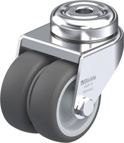 Blickle Doppel-Lenkrolle 757077LMDA-PATH 50G in Grau mit Stahl und Kunststoff, Rad-Durchmesser: 50 mm, Tragfähigkeit: 80 kg - Bild 1