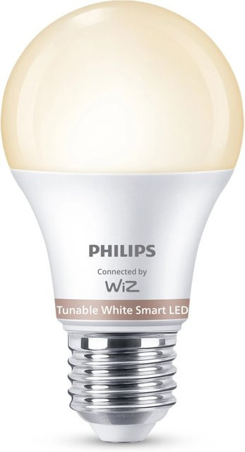 Philips WiZ LED Leuchtmittel E27 Glühlampenform A60, 8 W, 806 lm, Weiß, Smart Home kompatibel mit WLAN, Bluetooth, ZigBee, Amazon Alexa, Apple Homekit und Google Home - Bild 1