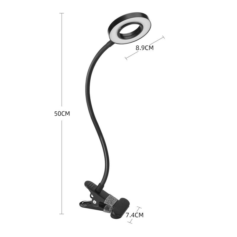 Igeteck Clip-on LED Schreibtischlampe in Schwarz, dimmbar und verstellbar für Tattoo, Nagelkunst, Make-up und zum Lesen - Bild 4