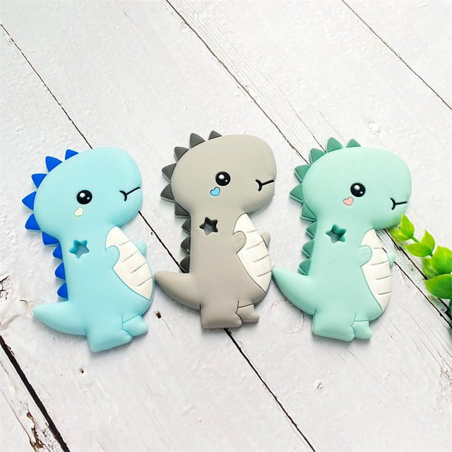 Lcmombay Silikon Dinosaurier Beißring als Kauspielzeug für Babys, Mehrfarbig - Bild 1