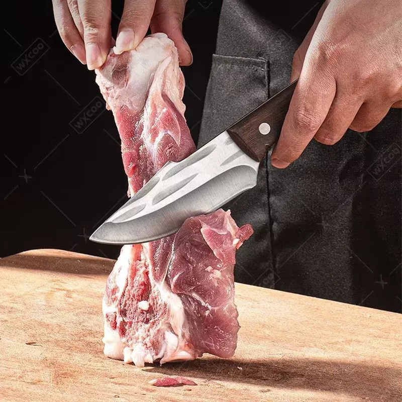WXCOO Handgeschmiedetes Kochmesser aus Edelstahl mit Holzgriff als Fleischbeil und Ausbeinmesser - Bild 2