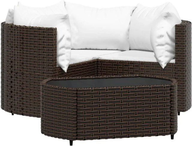 vidaXL 4-tlg Garten-Lounge-Set Modell 8 aus braunem Poly-Rattan mit Kissen und pulverbeschichtetem Stahlgestell - Bild 1