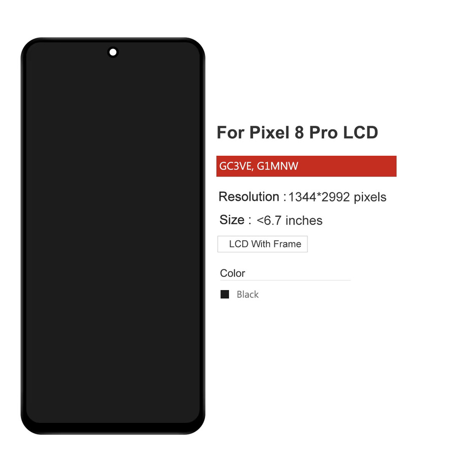 Google Pixel 8 Pro TFT LCD Display mit Touchscreen Digitizer Montage Ersatzteil in Schwarz - Bild 3