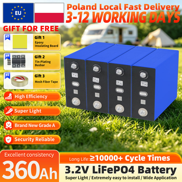 Fullfutura LiFePO4 Akku 3,2V 360Ah Grade A Lithium-Eisenphosphat-Zellen für DIY 12V 24V 48V Systeme in Blau - Bild 1