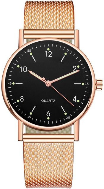 Shein Armbanduhr Quarz, Edelstahl, Roségold, Schwarz, Damen - Bild 1