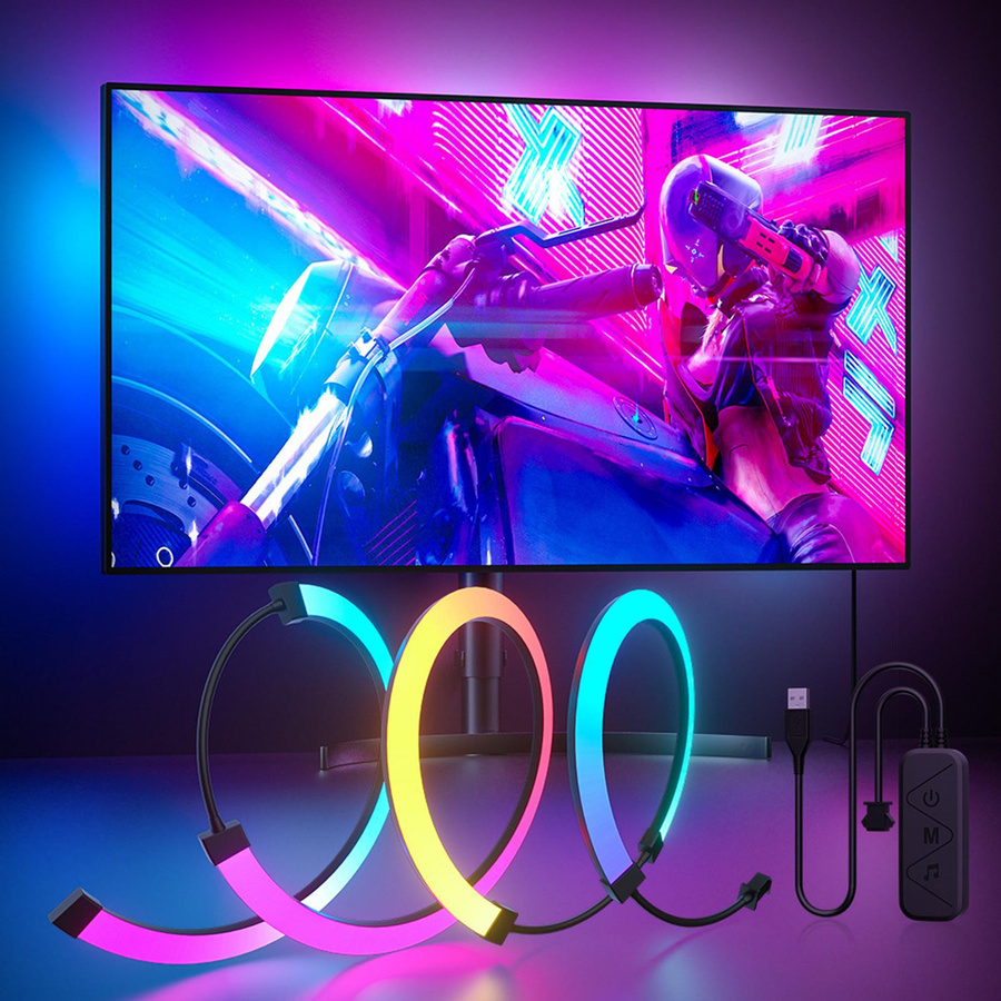 TOMTOP JMS RGB Phantom Ambiance LED-Lichtleiste mit Musikrhythmus-Synchronisation, Multicolor, Breite: 81,28 cm - Bild 5