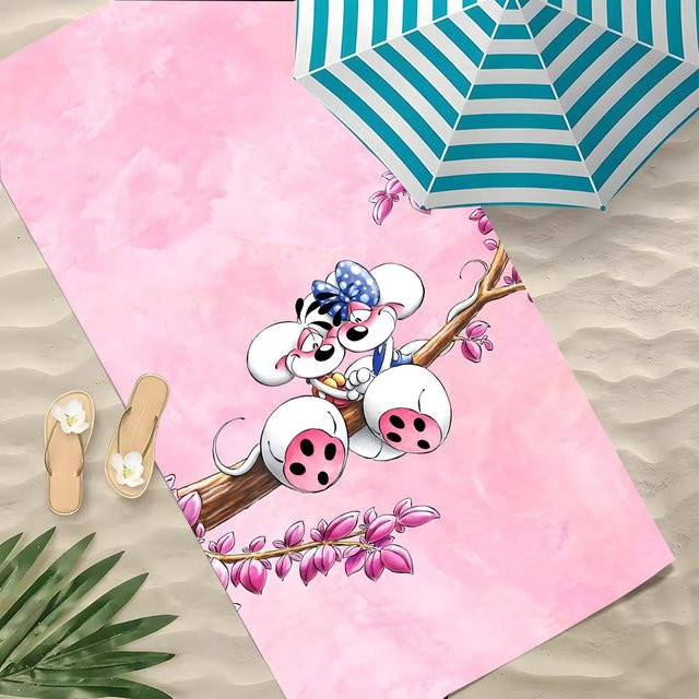 D-Diddl Maus Handtuch aus Polyester, sandfrei und schnelltrocknend, Farbe: Pink, B/H: 150 x 75 cm - Bild 1