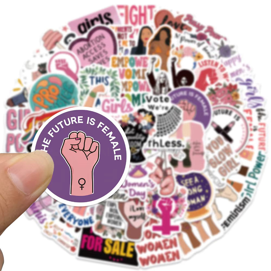 50 Stück PickJoy Feminismus Girl Power Aufkleber aus Vinyl in Multicolour für ästhetische Dekoration - Bild 2