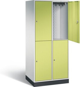 C+P Spind doppelstöckig XL Intro mit Türen, Korpus Lichtgrau und Front Viridingrün, H x B x T: 195 x 82 x 59 cm - Bild 1