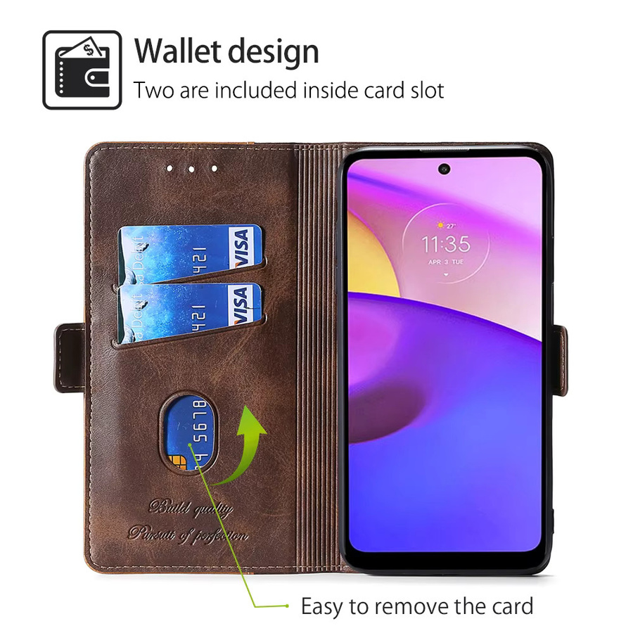 Magnetische Brieftasche Schutzhülle für Motorola Moto E20 E30 E40 E22 E22i E13 E32S E22S in Braun mit Kartenfächern - Bild 2