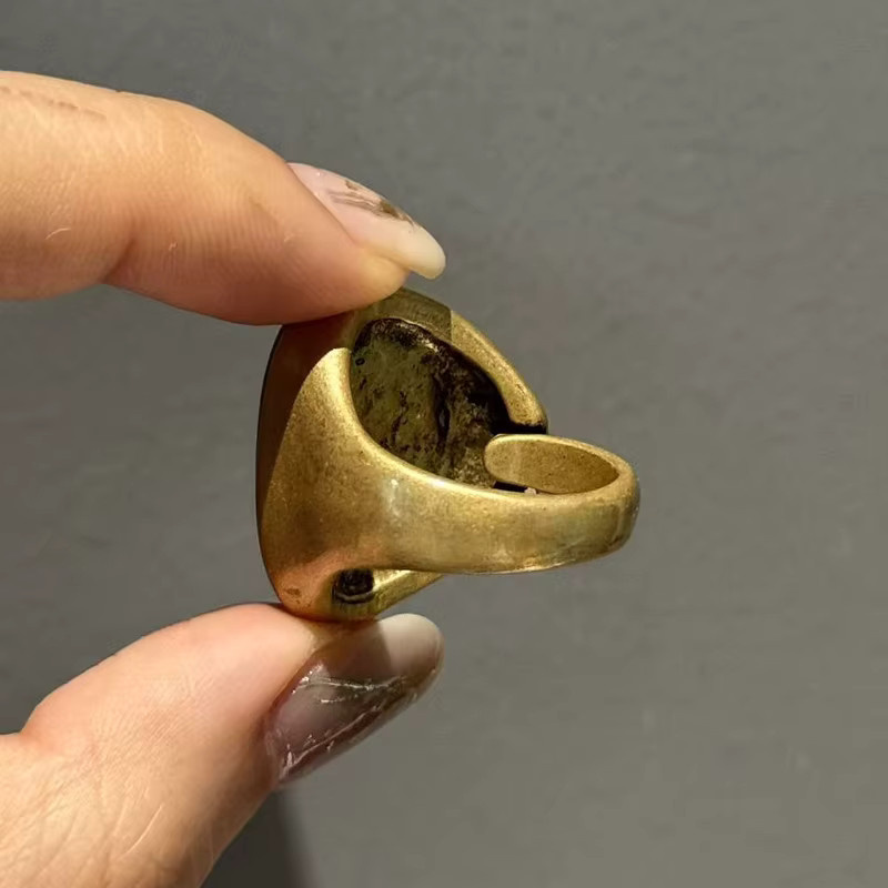 Icareu Ring Naturstein, Schwarz, Goldfarben, Damen - Bild 4