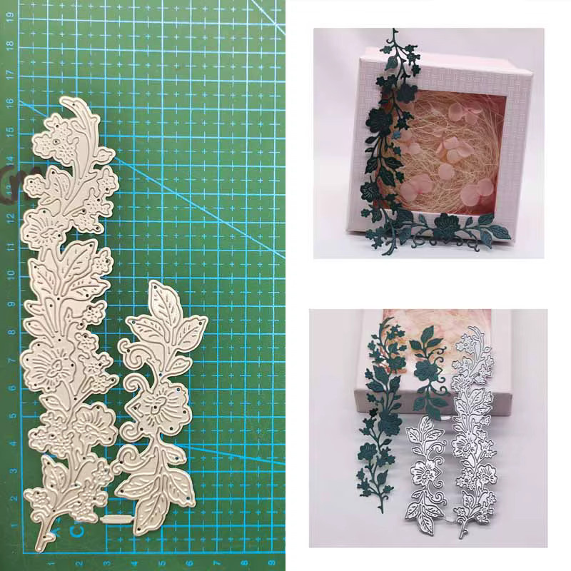Metall-Schablonen Set mit Blumen, Fisch, Traubenblatt und herzförmigem Rahmen in Silber für Scrapbooking, Fotoalben und Papierkarten-Gestaltung - Bild 2