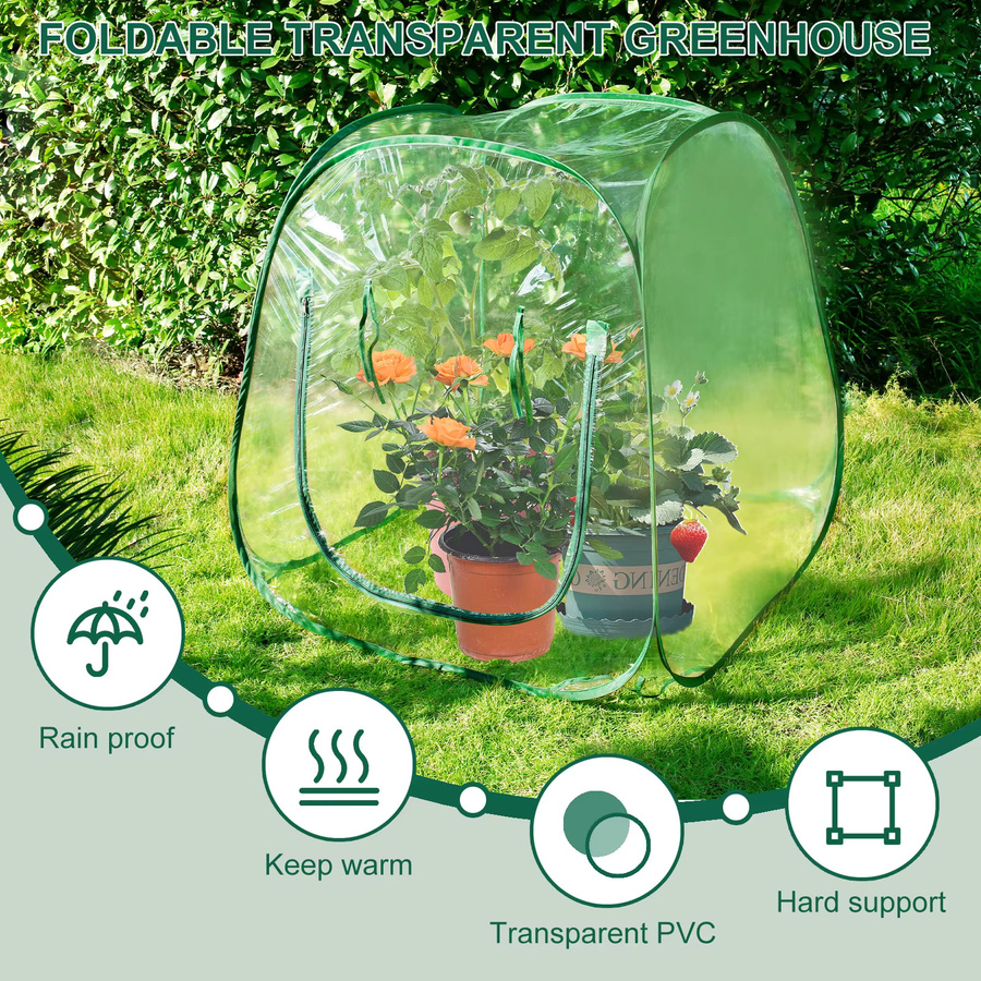 Tragbares Mini-Gewächshaus aus transparentem PVC für den Outdoor-Pflanzenschutz, faltbare Gewächshaus-Abdeckung für deinen Garten - Bild 2
