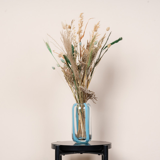 Glasvase Stripe Mint von BLUME2000, transparent mit Streifen, Höhe: 20,0 cm, Breite: 9,5 cm, Tiefe: 9,5 cm - Bild 1