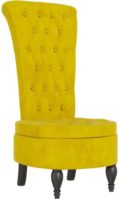 Polsterstuhl mit hoher Rückenlehne aus Samt in Gelb mit Knopfheftung von vidaxl, B/T/H: 56 x 39 x 72,5 cm, Höhe: 108 cm - Bild 1