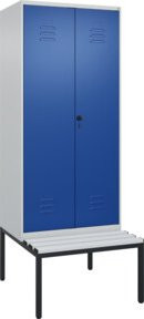 C+P PSA Doppel-Spind Classic PLUS Sitzbank mit 2 Abteilen und Kunststoff-Sitzfläche, B/T/H: 212,0 x 80,0 x 81,5 cm - Bild 1