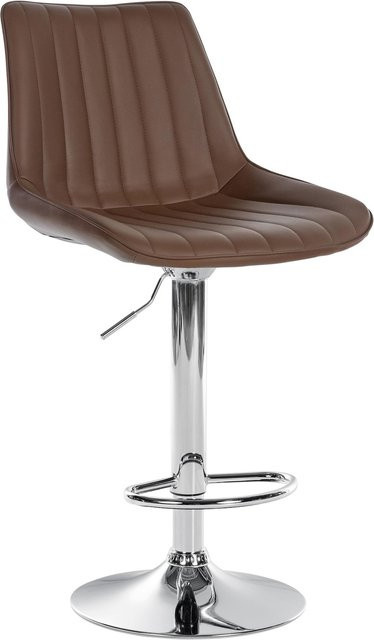 CLP Barhocker Toni in Braun aus Kunstleder mit Metallgestell und integrierter Fußstütze, höhenverstellbarer Barstuhl im modernen Design - Bild 1